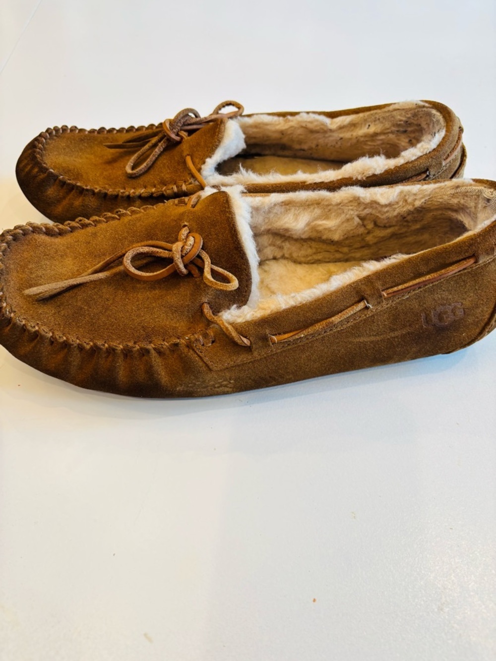 UGG Men’s Chestnut Suede Moccasin Slippers size 11 - Picture 3 of 10